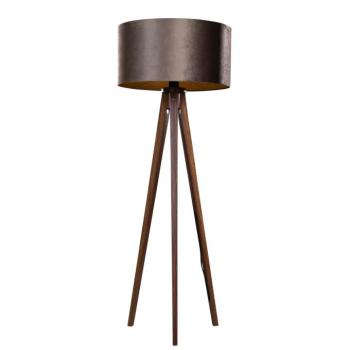 Háromlábú állólámpa diófa barna bársony árnyékkal 50 cm - Tripod Classic kép