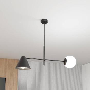Hermes mennyezeti lámpa, 2 izzós, fekete, üveg, 70 cm, E14 kép