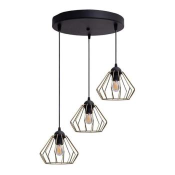 HEXE Csillár zsinóron CEED GOLD 3xE27/60W/230V átm. 45 cm fekete/arany  kép