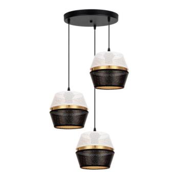 HEXE Csillár zsinóron PARIS 3xE27/60W/230V á. 45 cm fehér/fekete/arany  kép