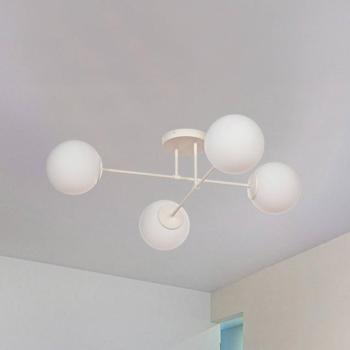 Hold mennyezeti lámpa, 80 cm, 4-lámpás, homokszínű, üveg, E27 kép
