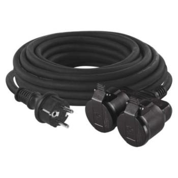 Hosszabbító 20 m / 2 aljzat / fekete / gumi / 250 V / 1,5 mm2 kép