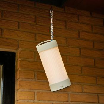 HÜBSCH LED-es újratölthető asztali lámpa Camp, homok, üveg, vas, IP44 kép
