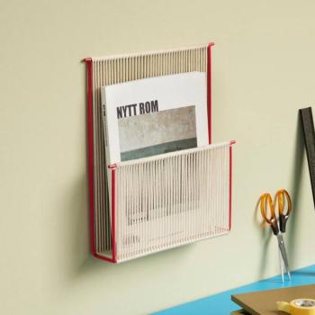 HÜBSCH Magazintartó zsinór, fal, krémfehér/piros kép