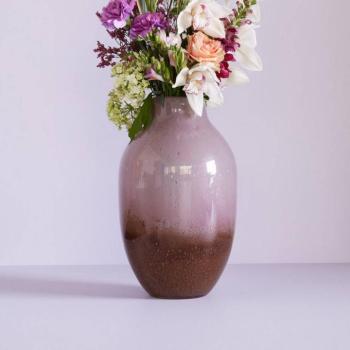 HÜBSCH Posy váza, üveg, vörösesbarna/oliva rózsaszín, magasság 37 cm kép