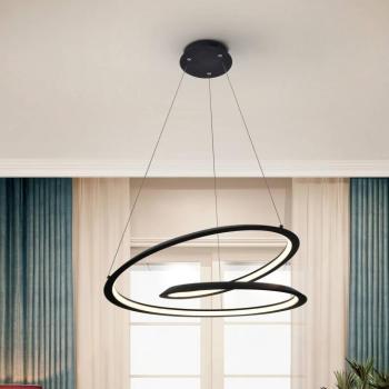 Hurkolt LED függőlámpa, fekete. Fém, alumínium. Ø 60 cm kép