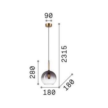 Ideal Lux Empire Sfera függőlámpa, átlátszó/füstszürke üveg kép