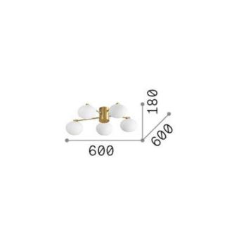 Ideal Lux Hermes mennyezeti lámpa, fehér, 60 cm, 5 lámpás, üveg kép