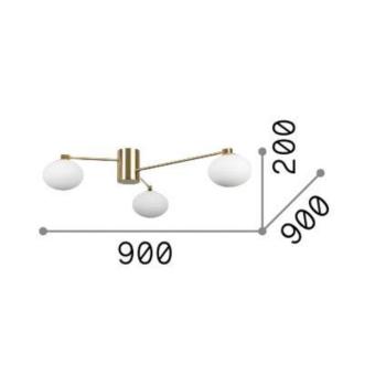 Ideal Lux Hermes mennyezeti lámpa, fehér, 90 cm, 3 lámpa, üveg kép