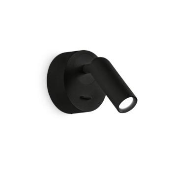 Ideal Lux LED fali spotlámpa Bean, Ø 7 cm, fekete fém/üveg kép