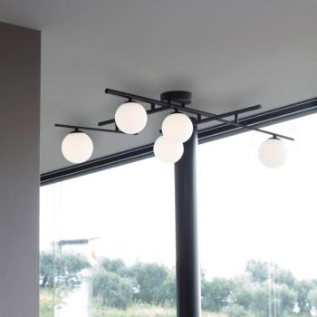 Ideal Lux mennyezeti lámpa Atlas fekete, 5 lámpás fémüveg kép