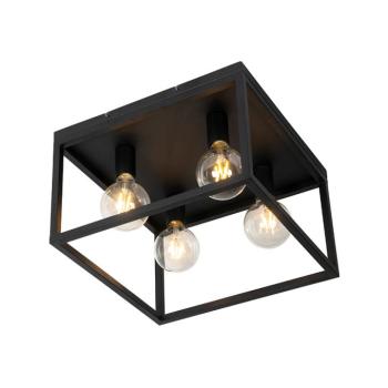 Ipari mennyezeti lámpa fekete 40 cm 4-lámpás - Cage kép