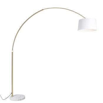 Ív lámpa sárgarézzel és fehér szövetbúrával, fehér 50 cm - XXL kép