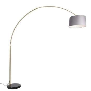 Ív lámpa sárgarézzel, márványtal és szürke szövetbúrával 45 cm - XXL kép