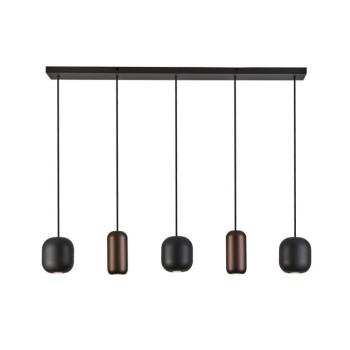 Jane függőlámpa, 102 cm hosszú, fekete/barna/zöld, 5 lámpás. kép