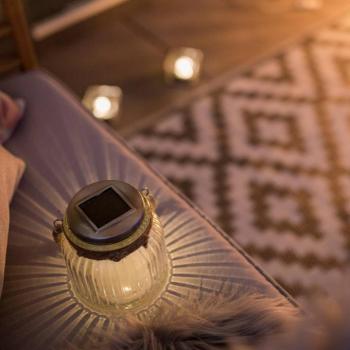 Jar napelemes LED asztali lámpa üvegből kép
