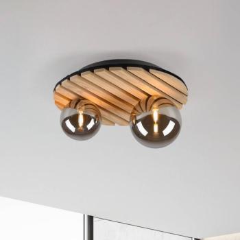 JUST LIGHT. Zöld Stika mennyezeti lámpa, kerek, 2-lámpás, fa kép