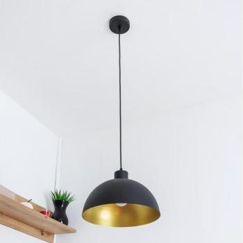  Kábelre függesztett csillár VESPER 1xE27/15W/230 átm. 30 cm fekete/arany  kép