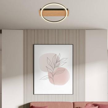 Kada LED mennyezeti lámpa, Ø 30 cm, fa, fém, fekete kép