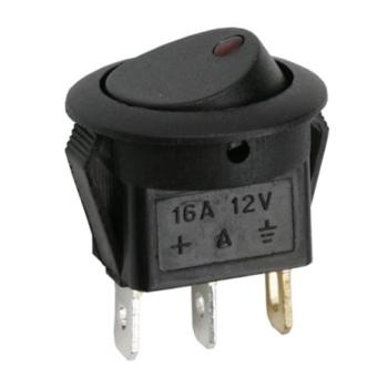 Kapcsoló , 12V DC , fekete színű , piros LED kép