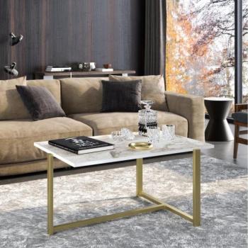  Kávésasztal MERIDETHS 45x92 cm arany/fehér  kép