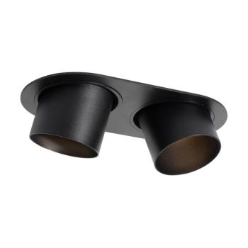 Kerek beépíthető spotlámpa fekete GU10 70 mm dönthető 2 fényforrással - Installa kép