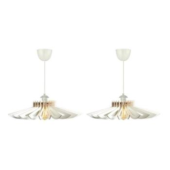 KÉSZLET 2x Csillár zsinóron 1xE27/60W/230V fehér átm. 52 cm  kép