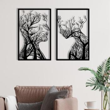  KÉSZLET 2x Fali dekoráció 86x63 cm Az élet fája fém  kép