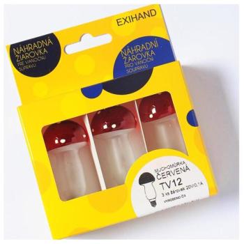  KÉSZLET 3 x tartalék izzó MUSHROOM E10/20V/0,1A piros  kép