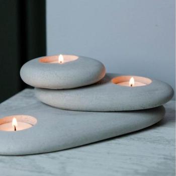  KÉSZLET 3x Tartó teagyertyákhoz 21,5cm/15cm/9cm beton  kép