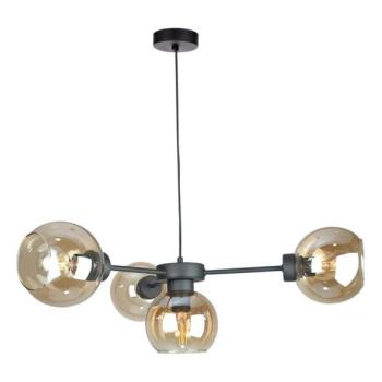 Keter Lighting Csillár zsinóron KALIOPE 4xE27/60W/230V fekete/füstös bézs  kép