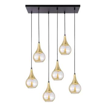 Keter Lighting Csillár zsinóron LACRIMA HONEY 6xE27/60W/230V fekete/arany/füstös bézs  kép