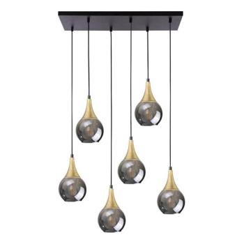 Keter Lighting Csillár zsinóron LACRIMA SMOKY 6xE27/60W/230V fekete/arany/füstös fekete  kép