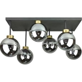 Keter Lighting Felületre szerelhető csillár  DEA 6xE14/60W/230V fekete/arany/füstös fekete  kép