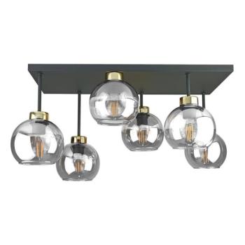 Keter Lighting Felületre szerelhető csillár  NESSA 6xE27/60W/230V fekete/arany/átlátszó  kép