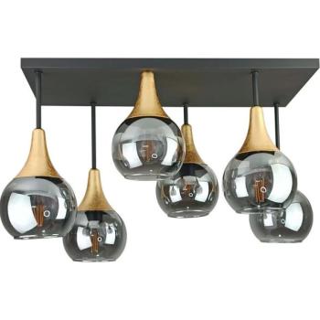 Keter Lighting Felületre szerelhető csillár  SOMA 6xE27/60W/230V fekete/arany/füstös fekete  kép