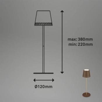Kiki LED-es újratölthető asztali lámpa, barna/arany, IP44, 3000K kép