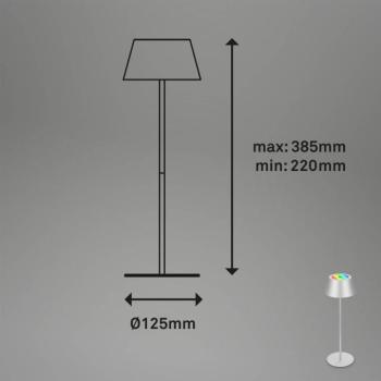 Kiki LED-es újratölthető asztali lámpa, matt króm, IP44, 3000 K, RGBW kép