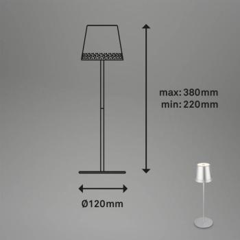 Kiki LED-es újratölthető asztali lámpa, matt króm, IP44, 3000K kép