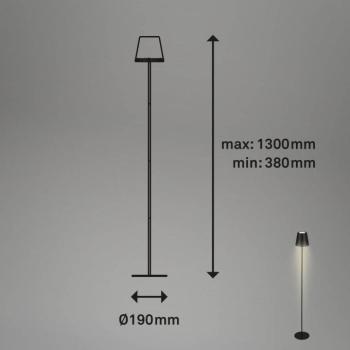 Kiki LED újratölthető állólámpa, 3,000K, fekete, IP44 kép