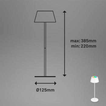 Kiki LED újratölthető asztali lámpa, fehér, IP44, 3000 K, RGBW kép