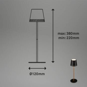 Kiki LED újratölthető asztali lámpa, fekete/arany, IP44, 3000K kép