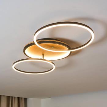 Kiru LED mennyezeti lámpa, fenyőfa, hossza 87,4 cm, 2-lámpás, fa kép