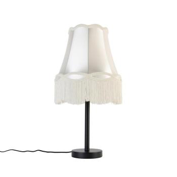 Klasszikus asztali lámpa fekete, krémszínű Granny búrával 30 cm - Simplo kép