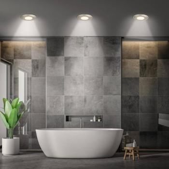 Klira LED-es süllyesztett lámpa, matt nikkel, Ø 9 cm, IP44, 3 db kép