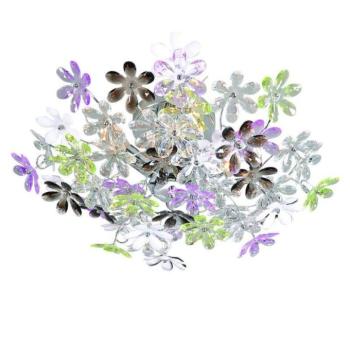 Krómozott mennyezeti lámpa többszínű műanyag virágokkal 56 cm - Fiore kép