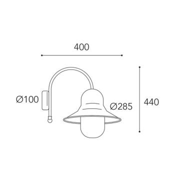 Kültéri fali lámpa Campanula 2091 antik sárgaréz mélység 40 cm IP44 kép