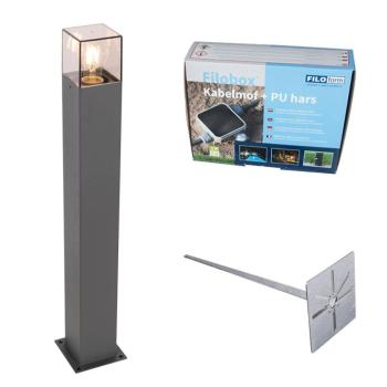 Kültéri lámpa 70 cm antracit talpvillával és kábelhüvelygel - Denmark kép