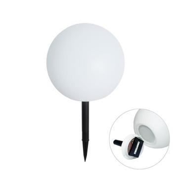 Kültéri lámpa fehér 30 cm, LED-del, IP44, napenergia, RGBW - Ludger kép