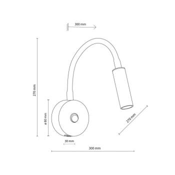 Lagos USB fali lámpa, 27 cm, fekete, olvasólámpa, G9 kép